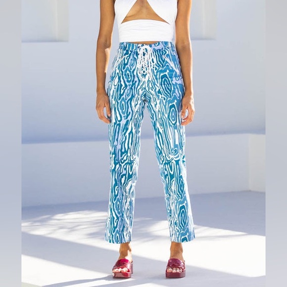 Beginning Boutique women sz 8 Y2k Havana Lace Up Pants Blue - Picture 1 of 10